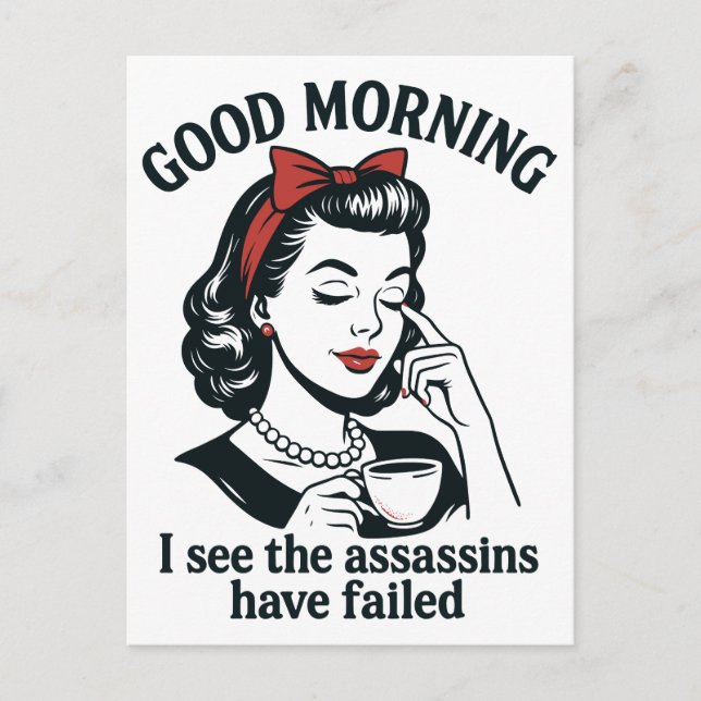 Cartes Pour Fêtes Annuelles Échec des Assassins du bon matin (Devant)