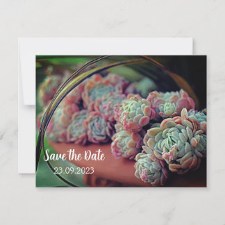 Cartes Pour Fêtes Annuelles Echeveria Rose Succulent Enregistrer la date