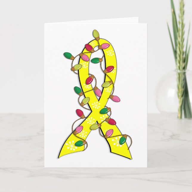 Cartes Pour Fêtes Annuelles Éclairage de Noël Endometriose Ruban (Devant)