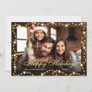Cartes Pour Fêtes Annuelles Éclairage de Noël rustique PHOTO Salutation