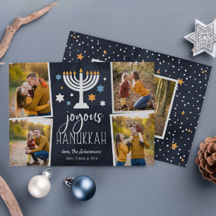 Cartes Pour Fêtes Annuelles Éclairage étoilé Hanoukka Photo Collage Card