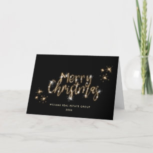 Cartes Pour Fêtes Annuelles Éclairage minimaliste doré noir Noël