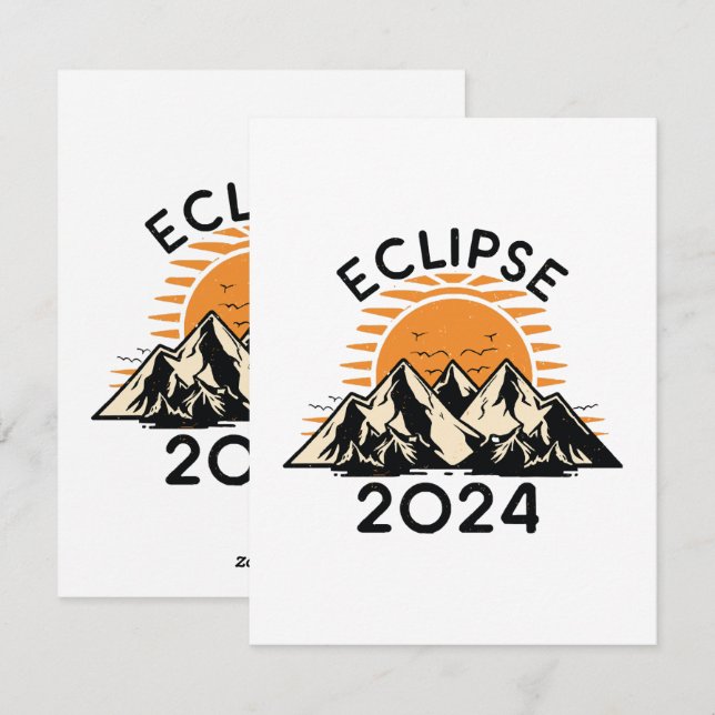 Cartes Pour Fêtes Annuelles Éclipse solaire totale 2024 (Devant / Derrière)