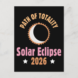 Cartes Pour Fêtes Annuelles Éclipse solaire totale de 2026 zone de totalité