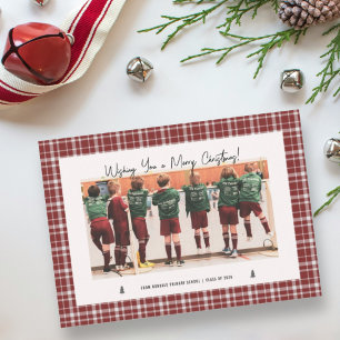 Cartes Pour Fêtes Annuelles École/collège Joyeux Noël Enfants Rouge Plaid