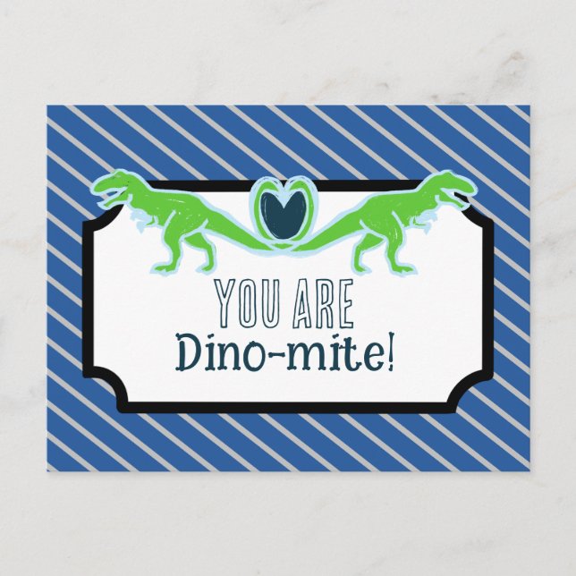 Cartes Pour Fêtes Annuelles École de dinosaures T-Rex Valentines (Devant)