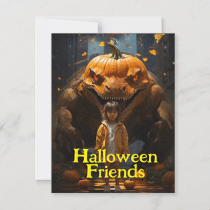 Cartes Pour Fêtes Annuelles Écolière et Citrouille Dinogoblin Halloween