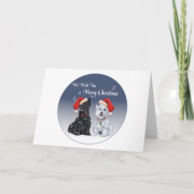 Cartes Pour Fêtes Annuelles Ecosse et Westie Noël Carols (Devant)