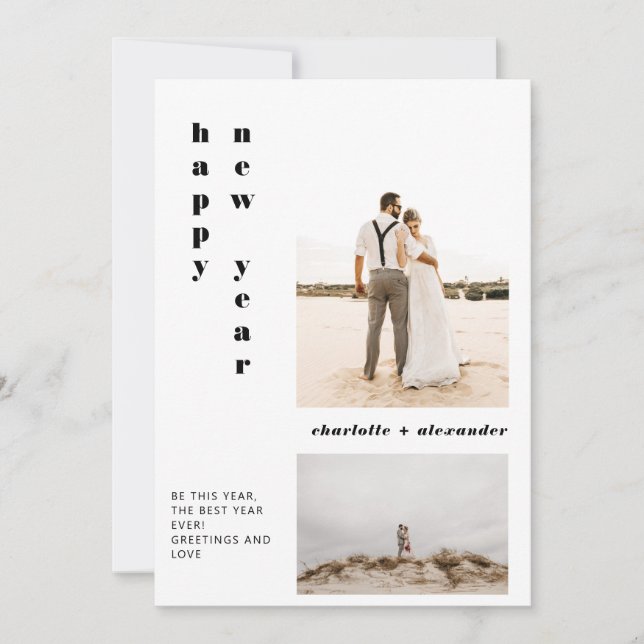 Cartes Pour Fêtes Annuelles Écriture audacieuse rose heureux nouvel an 2 photo (Devant)