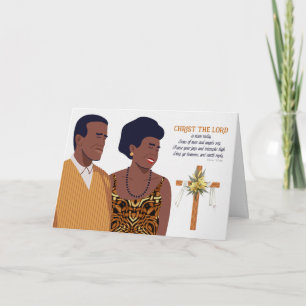 Cartes Pour Fêtes Annuelles Écriture chrétienne de Pâques Couple afro-américai