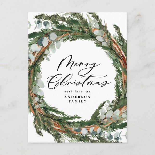 Cartes Pour Fêtes Annuelles Écriture de feuille minimale moderne Noël (Devant)