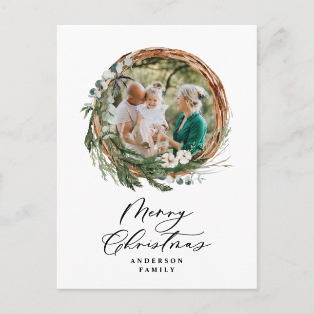 Cartes Pour Fêtes Annuelles Écriture de feuille minimale moderne Noël (Devant)