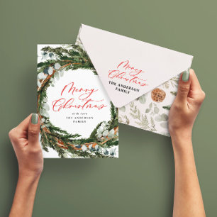 Cartes Pour Fêtes Annuelles Écriture de feuille minimale moderne Noël