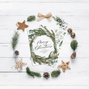 Cartes Pour Fêtes Annuelles Écriture de feuille minimale moderne Noël