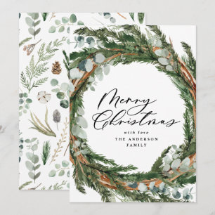 Cartes Pour Fêtes Annuelles Écriture de feuille minimale moderne Noël