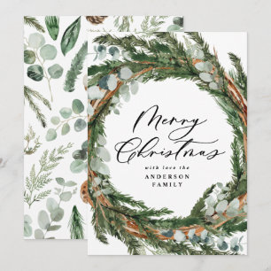 Cartes Pour Fêtes Annuelles Écriture de feuille minimale moderne Noël