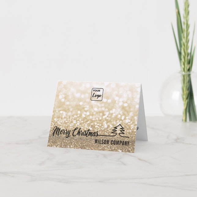 Cartes Pour Fêtes Annuelles Écriture de gloire d'or minimaliste arbre de Noël  (Devant)