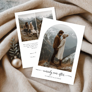 Cartes Pour Fêtes Annuelles Écriture Élégante Arch Merrily Ever After Photo