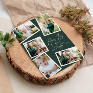 Cartes Pour Fêtes Annuelles Écriture élégante moderne multi photo vert