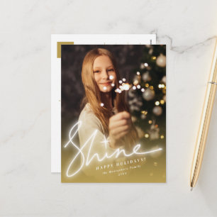 Cartes Pour Fêtes Annuelles Écriture manuscrite brillante Script Gold Ombre Ph