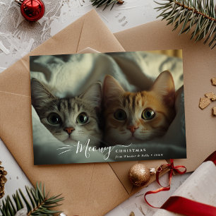 Cartes Pour Fêtes Annuelles Écriture manuscrite décontractée Meowy Christmas P