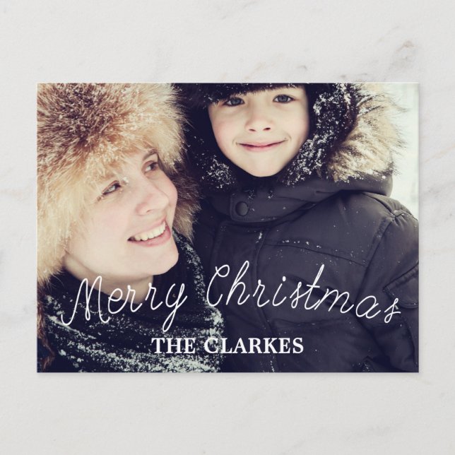 Cartes Pour Fêtes Annuelles Écriture mignonne et photo de Joyeux Noël (Devant)