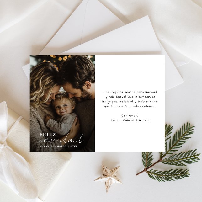 Cartes Pour Fêtes Annuelles Écriture propre Feliz Navidad Christmas Photo (Créateur téléchargé)