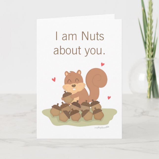 Cartes Pour Fêtes Annuelles Écrous mignons d'écureuil au sujet de vous humour (Devant)