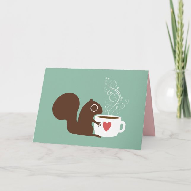 Cartes Pour Fêtes Annuelles Écureuil avec du café Valentine (Devant)