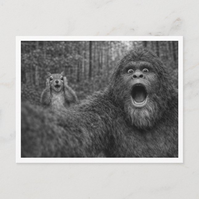 Cartes Pour Fêtes Annuelles Écureuil Bigfoot Selfie (Devant)
