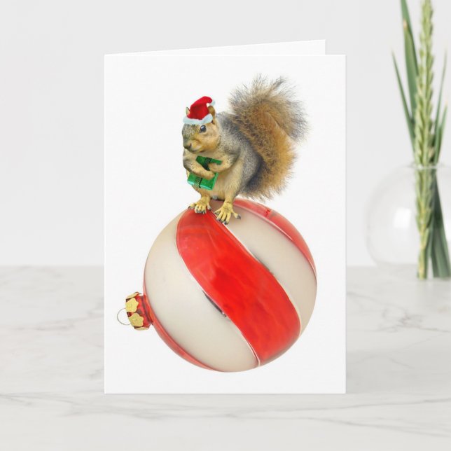 Cartes Pour Fêtes Annuelles Écureuil de Noël (Devant)