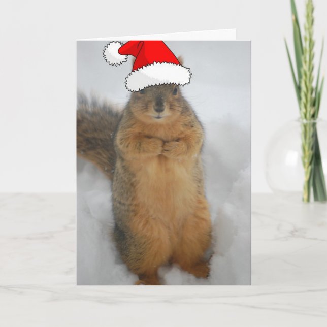Cartes Pour Fêtes Annuelles Écureuil de Noël (Devant)