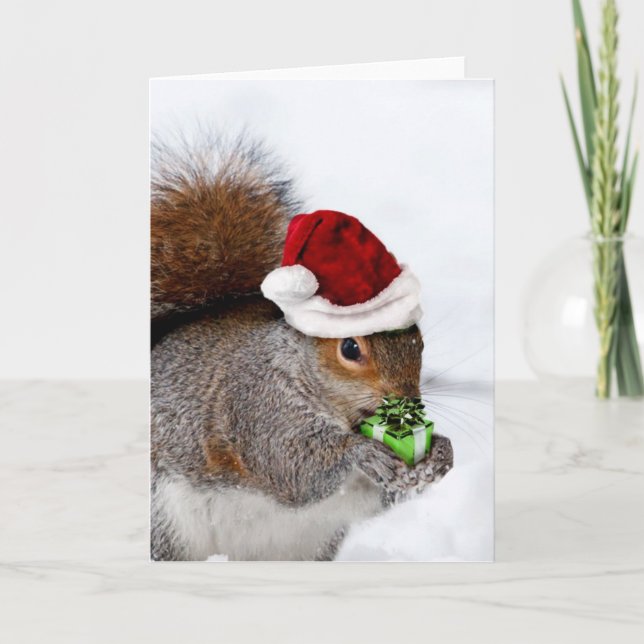 Cartes Pour Fêtes Annuelles Écureuil de Noël (Devant)