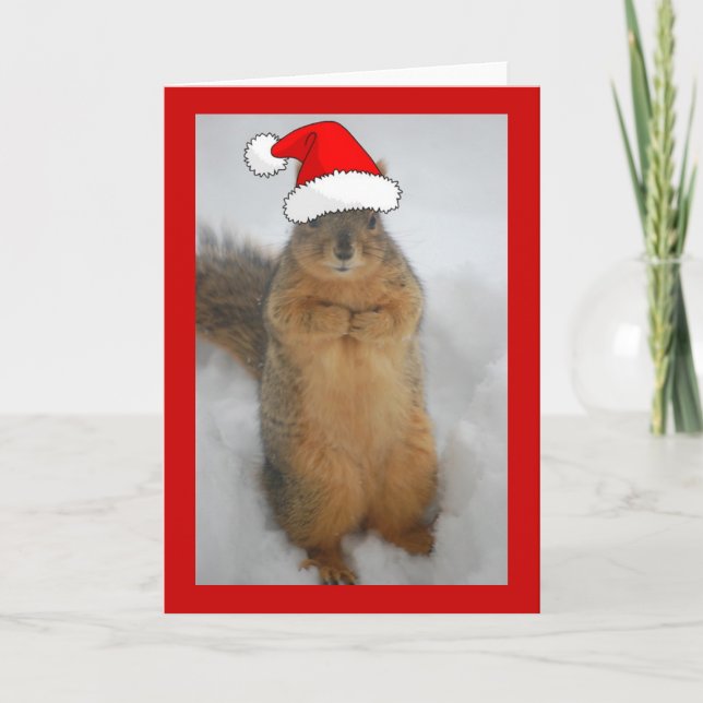 Cartes Pour Fêtes Annuelles Écureuil de Noël (Devant)