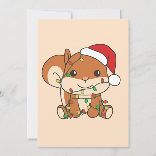 Cartes Pour Fêtes Annuelles Écureuil de Noël Animaux d'hiver Écureuil de vacan (Devant)