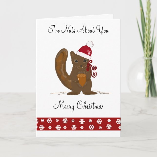 Cartes Pour Fêtes Annuelles Écureuil de Noël avec mignon qui dit (Devant)