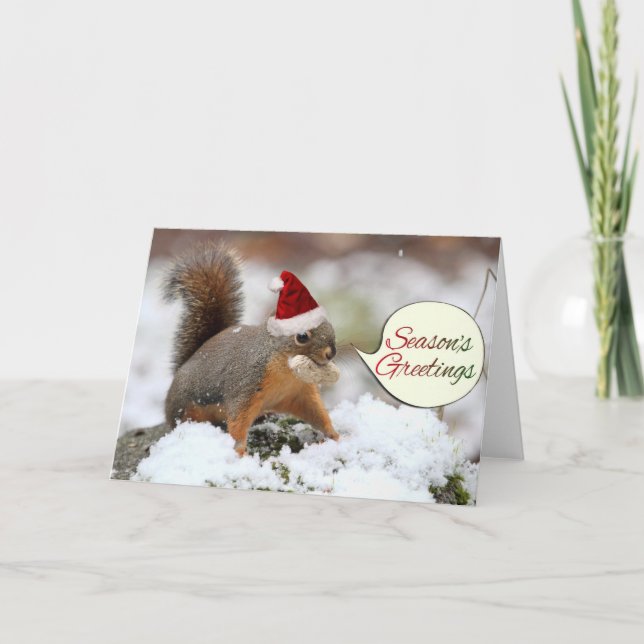 Cartes Pour Fêtes Annuelles Écureuil de Noël dans la neige (Devant)
