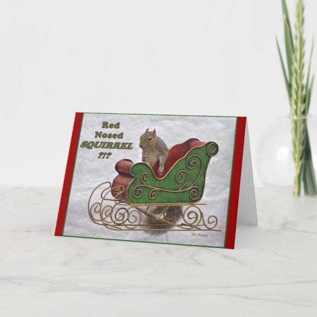 Cartes Pour Fêtes Annuelles Écureuil flairé rouge ? ! ? (Devant)