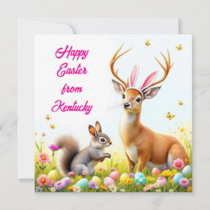 Cartes Pour Fêtes Annuelles Écureuil gris et cerf aux oreilles de lapin