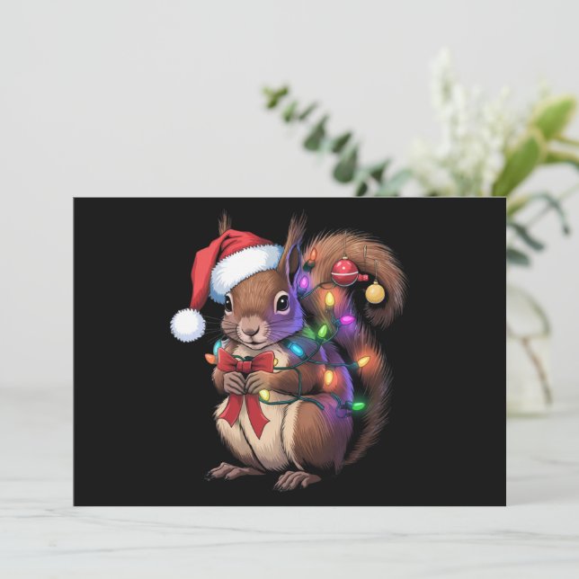 Cartes Pour Fêtes Annuelles Écureuil lumières de Noël Famille de Noël (Debout devant)