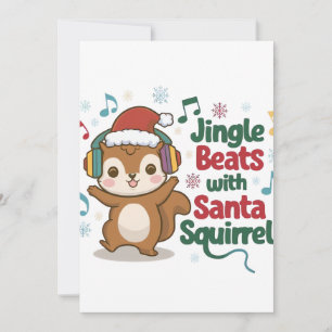 Cartes Pour Fêtes Annuelles Écureuil Mignon Portant un Casque de Noël et des É