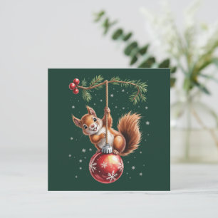 Cartes Pour Fêtes Annuelles Écureuil Noël Hiver Flocon de neige Fêtes d'hiver