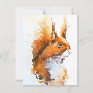 Cartes Pour Fêtes Annuelles Écureuil Rouge en aquarelles