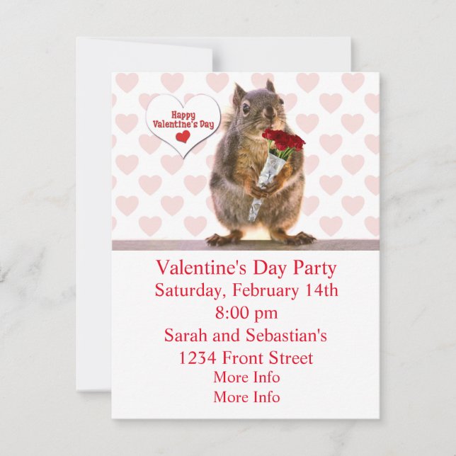 Cartes Pour Fêtes Annuelles Écureuil Valentine (Devant)