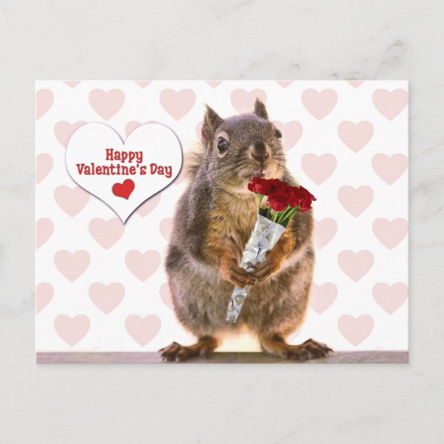 Cartes Pour Fêtes Annuelles Écureuil Valentine (Devant)