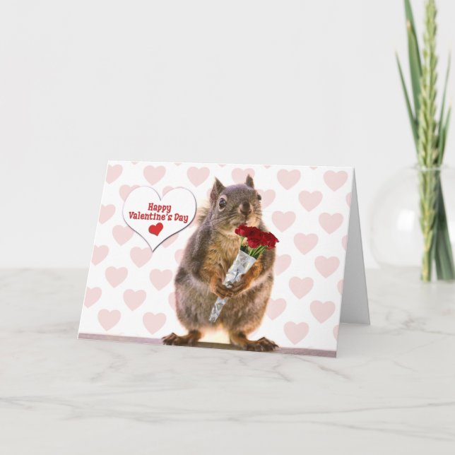 Cartes Pour Fêtes Annuelles Écureuil Valentine (Devant)