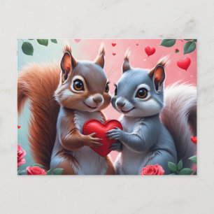 Cartes Pour Fêtes Annuelles Écureuils de la Saint-Valentin avec cœur