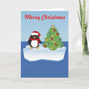 Cartes Pour Fêtes Annuelles Eddie le pingouin et son arbre de Noël