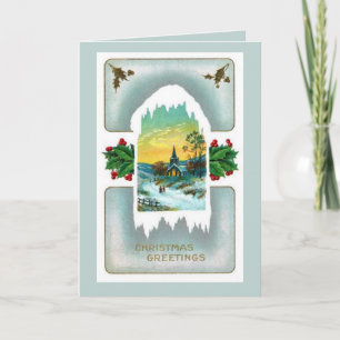 Cartes Pour Fêtes Annuelles Editable Une église en hiver