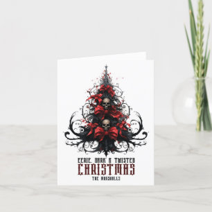 Cartes Pour Fêtes Annuelles Eerie Dark Twisted Xmas Tree Skull Goth
